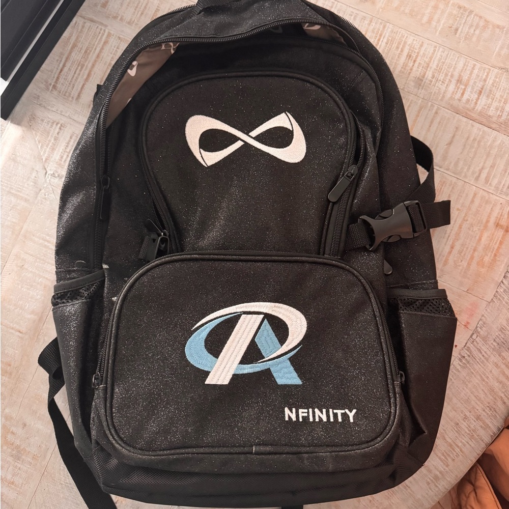Nfinity Black glitter Backpack with Premier Athletics logo